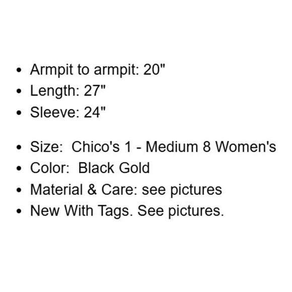 Chicos Jacket 1 Womens Medium 8 Black Gold Metallic Lined Burn out Brocade New - Picture 4 of 16